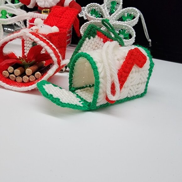 Handmade Christmas Ornaments Canvas Crafts Santa Stars Candy Canes Mailbox - Picture 5 of 6